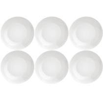 6 Pratos Fundos de Risoto Porcelana Branca 21cm Tramontina Leonora
