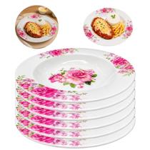 6 Pratos Fundos Melamina Floral 22,5cm Louça Resistentes 6 Pratos Fundos Melamina Floral 22,5cm Louça Resistentes