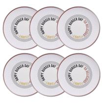6 Pratos Hambúrguer Lanche Chicago Porcelana Decorada 25cm Mesa Posta Tramontina