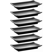 6 Pratos Melamina de Sushi Lyor Tóquio Preto 17,5x11x2cm Travessas Retangular 6 Pratos Melamina de Sushi Lyor Tóquio Preto 17,5x11x2cm Travessas Retangular