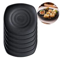 6 Pratos Melamina Quadrado Preto Oriental Restaurante Hotel 22,5cm