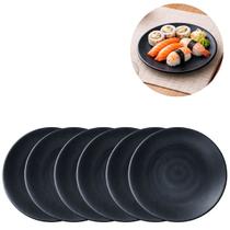 6 Pratos Melamina Redondo 20cm Preto Oriental