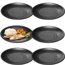 6 Pratos Oriental Preto 22cm em Melamina Restaurante Japones