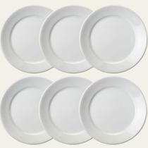 6 Pratos Raso 26 cm Branco Vitramik Biona