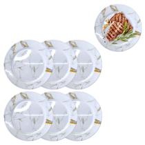 6 Pratos Raso Decoração Marmorizado em Melamina Buffet 25cm 6 Pratos Raso Decoração Marmorizado em Melamina Buffet 25cm
