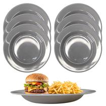 6 Pratos Raso Melamina Cinza 25cm p/ Buffet Restaurantes