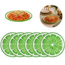 6 Pratos Raso Melamina Estampa Frutas 25,5cm Elegante Verde 6 Pratos Raso Melamina Estampa Frutas 25,5cm Elegante Verde