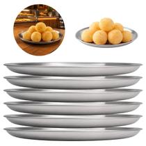 6 Pratos Rasos em Aço Inox 20cm Resistente Premium