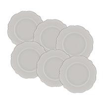 6 Pratos Rasos Wolff Maldivas de Porcelana com Fio Prata 6 Pratos Rasos Wolff Maldivas de Porcelana com Fio Prata