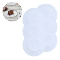 6 Pratos Sobremesa 19cm Redondos Menu Branco Luxo Duralex