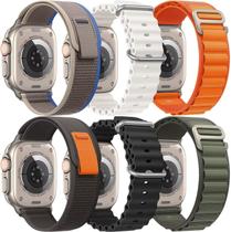 6 pulseiras para trilha Trail Alpine compatível Apple Watch Ultra de 49mm, 45mm, 44mm, 42mm de nylo para compativel Appl