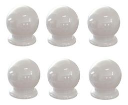 6 Puxadores Bolinha Pp Branco Cômoda Armário Guarda Roupa