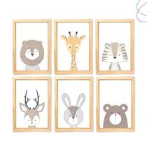 6 Quadros Decorativos moldura e vidro Animais Escandinavos 6 Quadros Decorativos moldura e vidro Animais Escandinavos
