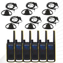 6 Rádios Comunicador Motorola T470BR Com Fones Concha P1