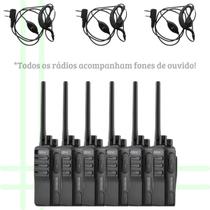 6 Rádios Comunicador RC3002 G2 Intelbras Com Fones PTT