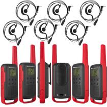 6 Rádios Talkabout Motorola T210BR Com Fones de Ouvido Resistente MT01
