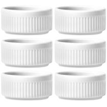 6 Ramekins Tigelas Porcelana 130ml Canelado Germer Branco Mo 6 Ramekins Tigelas Porcelana 130ml Canelado Germer Branco Mo
