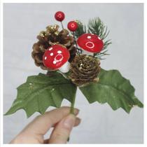 6 Ramos Cogumelos Decoração De Natal Artificial 17Cm - Gici Christmas