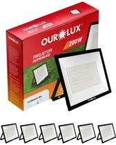 6 Refletor De Led Preto 200w 6500k Ourolux Bivolt