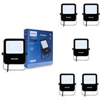 6 Refletor Led 30w Philips 3000k Alumínio IP65 Bivolt Preto
