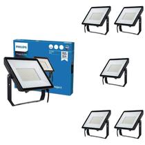 6 Refletor Led 50w Philips Alumínio 3000k IP65 Bivolt Preto