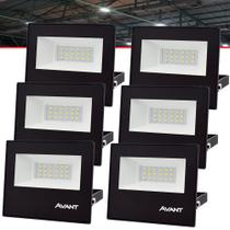 6 Refletor Led Slim 20w Branco Frio Bivolt 6500K IP65 Avant