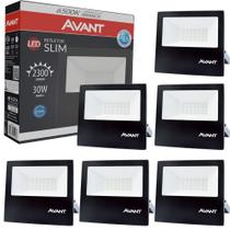 6 Refletor Slim Iluminação Externa Comercio Luz Branca 6500k Bivolt 30w IP65