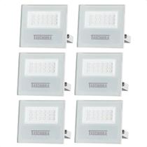 6 Refletores Taschibra Led Tr Slim 20w Luz Verde Branco Autovolt