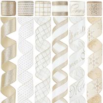 6 Rollos de Cinta Decorativa DINDOSAL 2.5" x 33 m Oro Champán
