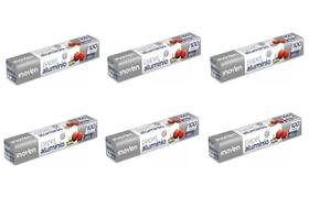 6 Rolos Bobina Papel Aluminio 30cm X 100 Metros Economico