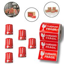 6 Rolos de Etiqueta Adesiva Cuidado Frágil 10 x 5 cm com 3000 Unidades Couche Vermelho 6 Rolos de Etiqueta Adesiva Cuidado Frágil 10 x 5 cm com 3000 Unidades Couche Vermelho