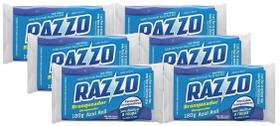 6 Sabão Em Pedra Pão Razzo Glicerinado Multiuso Azul 180g