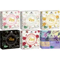 6 Sabonetes Vegetal Aroma das Rosas e Lavanda 170G Davene