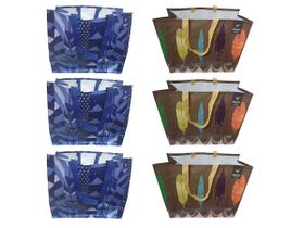 6 Sacolas de Ráfia Ecobag Retornável Grande 39x44x22cm B4u