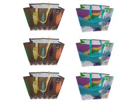 6 Sacolas de Ráfia Ecobag Retornável Grande 39x44x22cm B4u