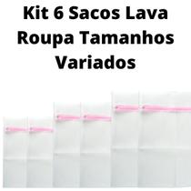 6 Sacos Lava Roupa Tamanhos Variados 30x40 + 40x50 + 50x60