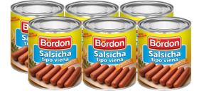 6 Salsicha Bordon Tipo Viena Lata 180g Liquido 300g