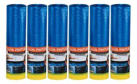 6 Salva Pintura 1,40m X 20m Revestimento Com Fita - Salvabras