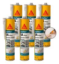 6 Selante Elástico Poliuretano Sikaflex 1a Plus Branco 300ml