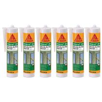 6 Selante Para Trincas Em Paredes Sikacryl 203 Branco 280ml 6 Selante Para Trincas Em Paredes Sikacryl 203 Branco 280ml