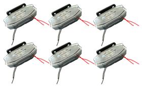 6 Sinaleira Lanterna Lateral Led Peixinho Caminhão Carreta Com Vigia Cristal