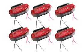 6 Sinaleira Lanterna Lateral Led Peixinho Caminhão Carreta Com Vigia Vermelha