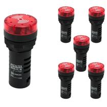 6 Sinalizadores 22mm Sonoro 50dB Led 24Vca/CC - Metaltex