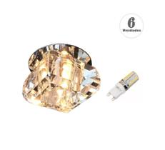 6 Spot de Embutir Gesso Teto Cristal K9 Ac661 + LED 3W Branco Quente