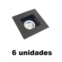 6 Spot De Embutir Recuado Mr11 Mini Dicroica Preto Alz60