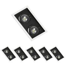 6 Spot Duplo Embutir Recuado Branco e Preto PAR20 E27