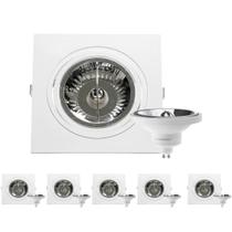 6 Spot Embutir Plana AR111 + Lâmpada LED 12W 4000K Save Energy