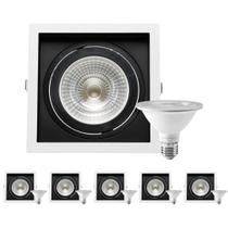 6 Spot Embutir Quadrados Recuo PAR30 + 1 Lâmpada LED 10W 3000K E27 6 Spot Embutir Quadrados Recuo PAR30 + 1 Lâmpada LED 10W 3000K E27