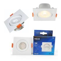 6 Spot LED Embutir 3W Quadrado Direcionável Bivolt - Luz Branca Quente/3000K - MGC