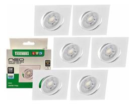 6 Spot Led Neo Embutir Quadrado 5W Luz Fria 6500k Taschibra